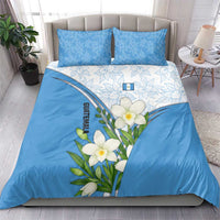 Guatemala White Monja Blanca Flower Bedding Set with Blue Flag Theme and Floral Pattern Design - Wonder Print Shop