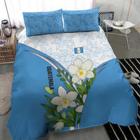 Guatemala White Monja Blanca Flower Bedding Set with Blue Flag Theme and Floral Pattern Design - Wonder Print Shop