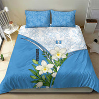 Guatemala White Monja Blanca Flower Bedding Set with Blue Flag Theme and Floral Pattern Design - Wonder Print Shop