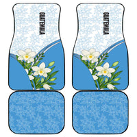 Guatemala White Monja Blanca Flower Car Mats with Blue Flag Theme and Floral Pattern Design - Wonder Print Shop