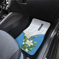 Guatemala White Monja Blanca Flower Car Mats with Blue Flag Theme and Floral Pattern Design - Wonder Print Shop