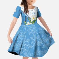 Guatemala White Monja Blanca Flower Family Matching Off Shoulder Maxi Dress and Hawaiian Shirt with Blue Flag Theme and Floral Pattern Design - Wonder Print Shop