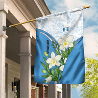 Guatemala White Monja Blanca Flower Garden Flag with Blue Flag Theme and Floral Pattern Design - Wonder Print Shop
