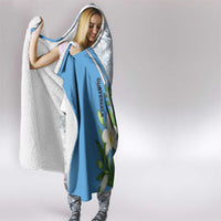 Guatemala White Monja Blanca Flower Hooded Blanket with Blue Flag Theme and Floral Pattern Design - Wonder Print Shop