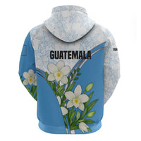 Guatemala White Monja Blanca Flower Hoodie with Blue Flag Theme and Floral Pattern Design - Wonder Print Shop