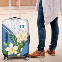 Guatemala White Monja Blanca Flower Luggage Cover with Blue Flag Theme and Floral Pattern Design - Wonder Print Shop