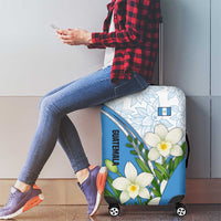 Guatemala White Monja Blanca Flower Luggage Cover with Blue Flag Theme and Floral Pattern Design - Wonder Print Shop