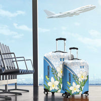 Guatemala White Monja Blanca Flower Luggage Cover with Blue Flag Theme and Floral Pattern Design - Wonder Print Shop