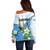 Guatemala White Monja Blanca Flower Off Shoulder Sweater with Blue Flag Theme and Floral Pattern Design - Wonder Print Shop
