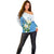 Guatemala White Monja Blanca Flower Off Shoulder Sweater with Blue Flag Theme and Floral Pattern Design - Wonder Print Shop