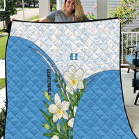 Guatemala White Monja Blanca Flower Quilt with Blue Flag Theme and Floral Pattern Design - Wonder Print Shop