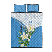 Guatemala White Monja Blanca Flower Quilt Bed Set with Blue Flag Theme and Floral Pattern Design - Wonder Print Shop