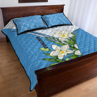 Guatemala White Monja Blanca Flower Quilt Bed Set with Blue Flag Theme and Floral Pattern Design - Wonder Print Shop