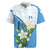 Guatemala White Monja Blanca Flower Rugby Jersey with Blue Flag Theme and Floral Pattern Design - Wonder Print Shop