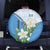 Guatemala White Monja Blanca Flower Spare Tire Cover with Blue Flag Theme and Floral Pattern Design - Wonder Print Shop