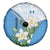 Guatemala White Monja Blanca Flower Spare Tire Cover with Blue Flag Theme and Floral Pattern Design - Wonder Print Shop