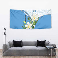 Guatemala White Monja Blanca Flower Tapestry with Blue Flag Theme and Floral Pattern Design - Wonder Print Shop