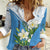 Guatemala White Monja Blanca Flower Women Casual Shirt with Blue Flag Theme and Floral Pattern Design - Wonder Print Shop