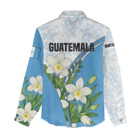Guatemala White Monja Blanca Flower Women Casual Shirt with Blue Flag Theme and Floral Pattern Design - Wonder Print Shop
