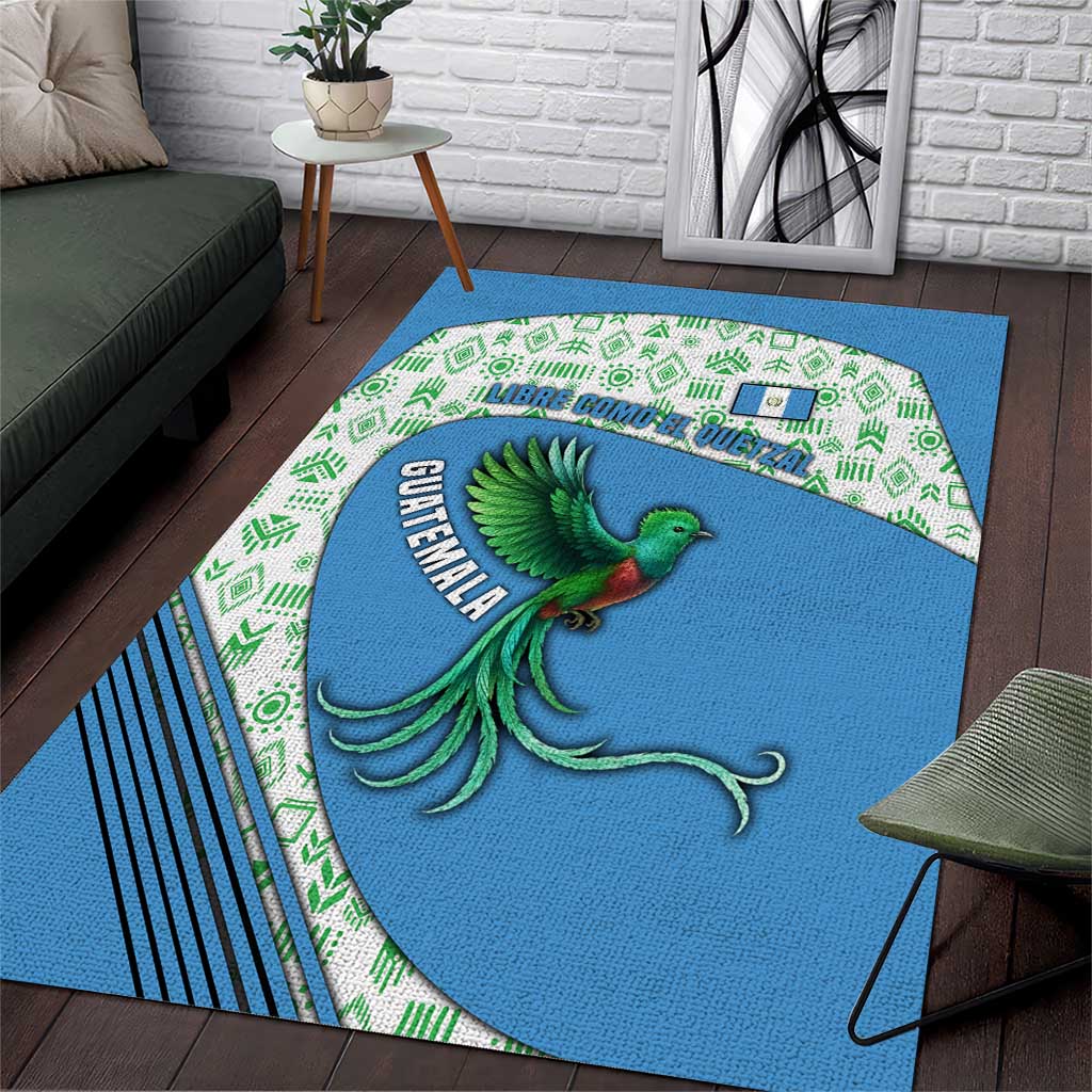Guatemala Quetzal Bird Area Rug with Tribal Motif and Libre Como El Quetzal Design - Wonder Print Shop