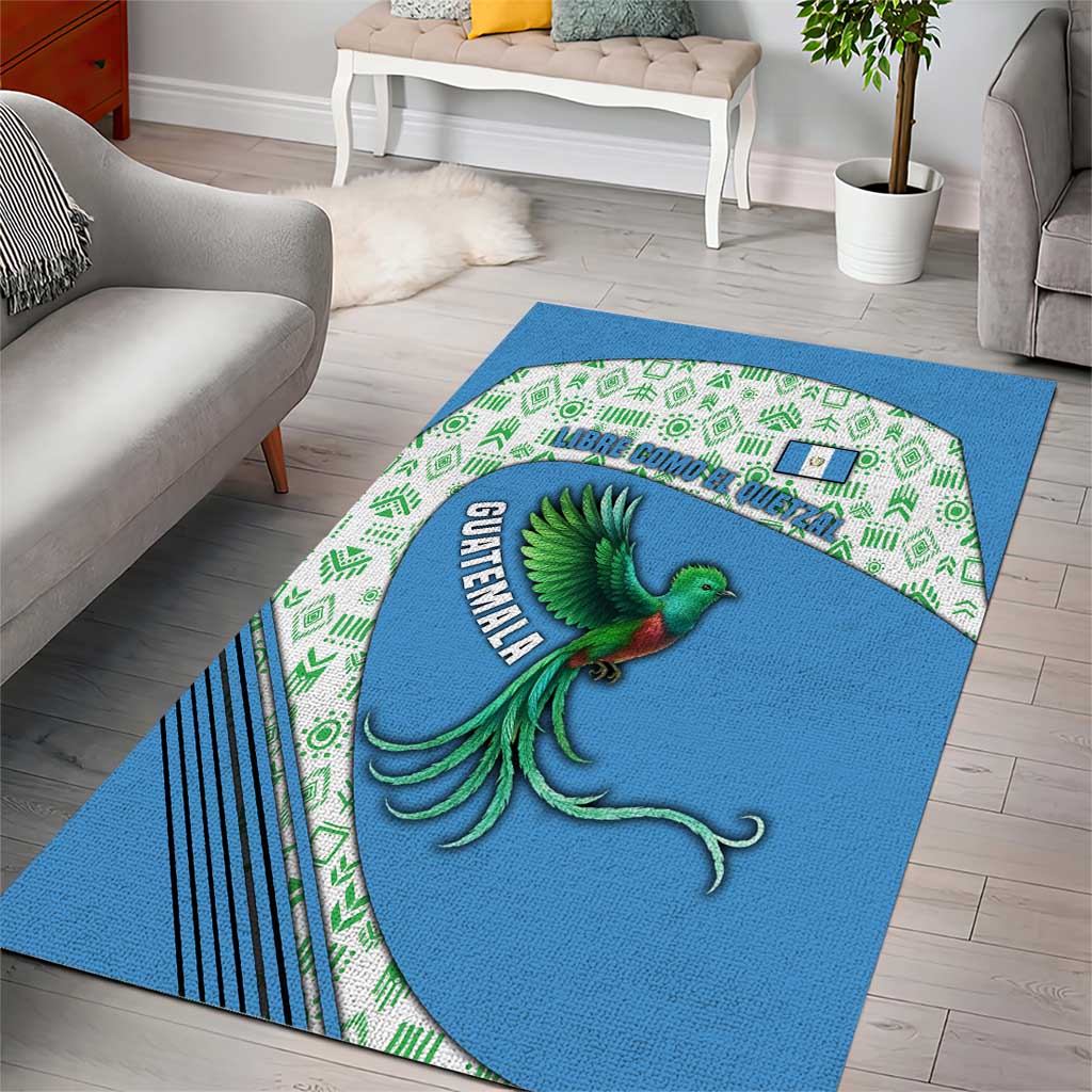 Guatemala Quetzal Bird Area Rug with Tribal Motif and Libre Como El Quetzal Design - Wonder Print Shop