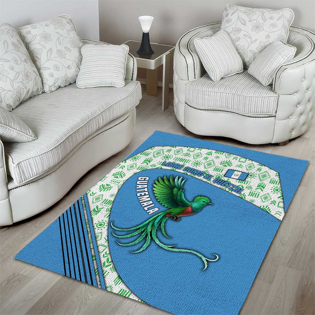Guatemala Quetzal Bird Area Rug with Tribal Motif and Libre Como El Quetzal Design - Wonder Print Shop