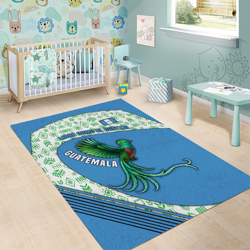 Guatemala Quetzal Bird Area Rug with Tribal Motif and Libre Como El Quetzal Design - Wonder Print Shop