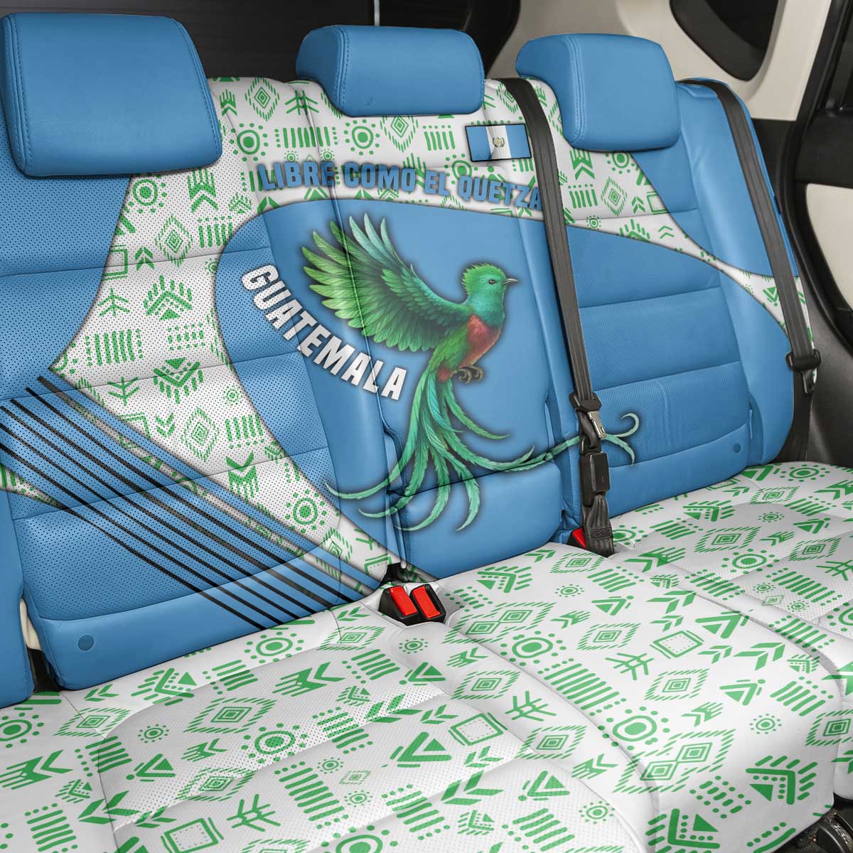 Guatemala Quetzal Bird Back Car Seat Cover with Tribal Motif and Libre Como El Quetzal Design - Wonder Print Shop