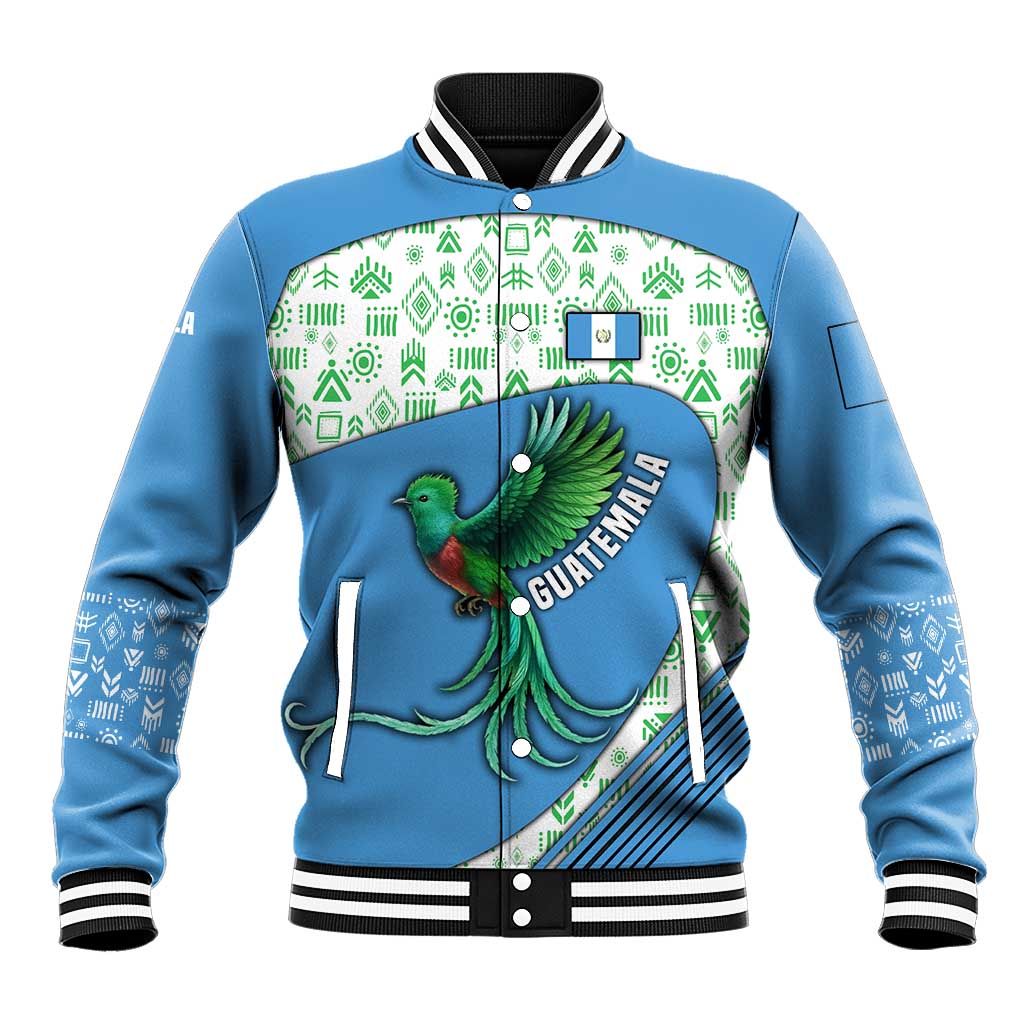 Guatemala Quetzal Bird Baseball Jacket with Tribal Motif and Libre Como El Quetzal Design - Wonder Print Shop