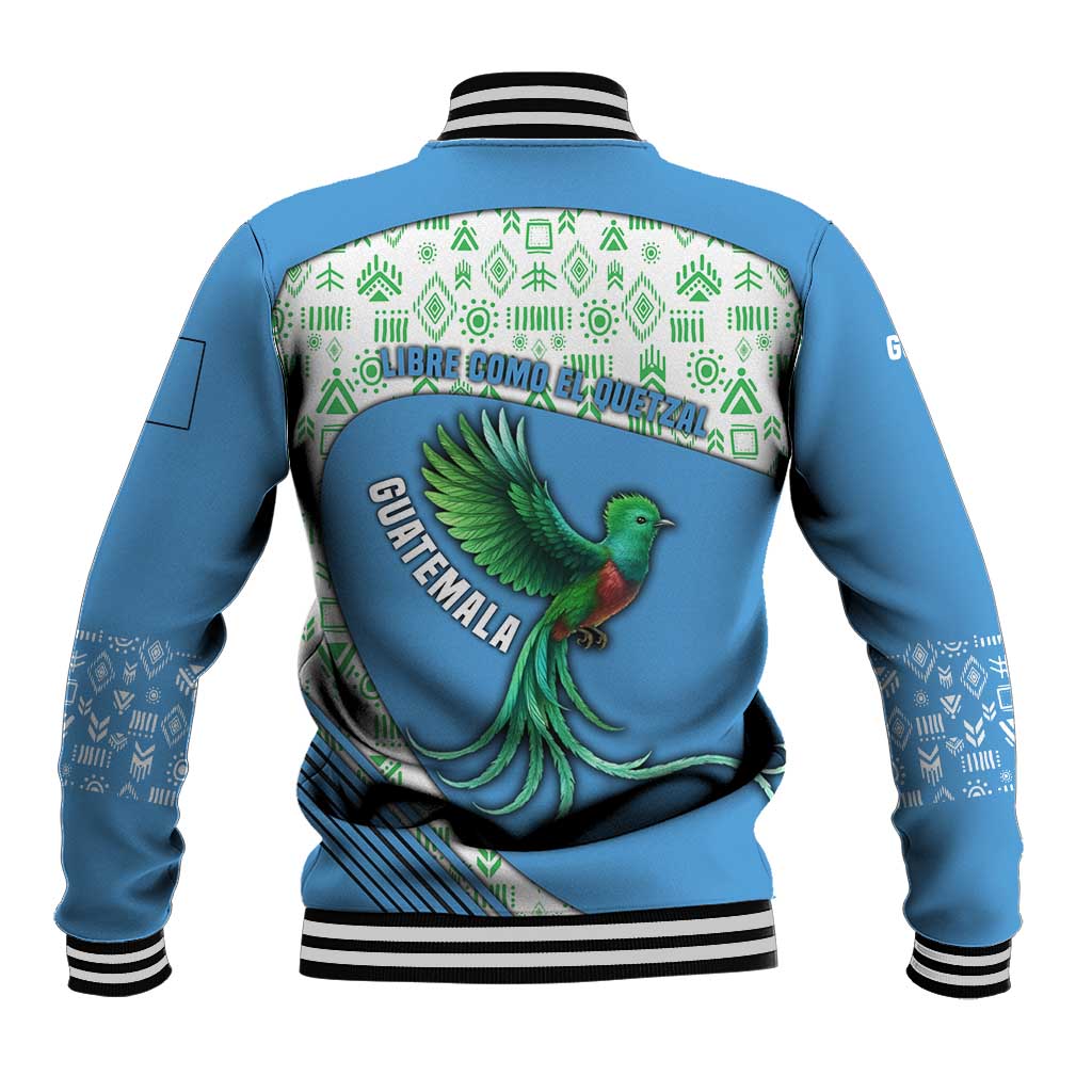 Guatemala Quetzal Bird Baseball Jacket with Tribal Motif and Libre Como El Quetzal Design - Wonder Print Shop