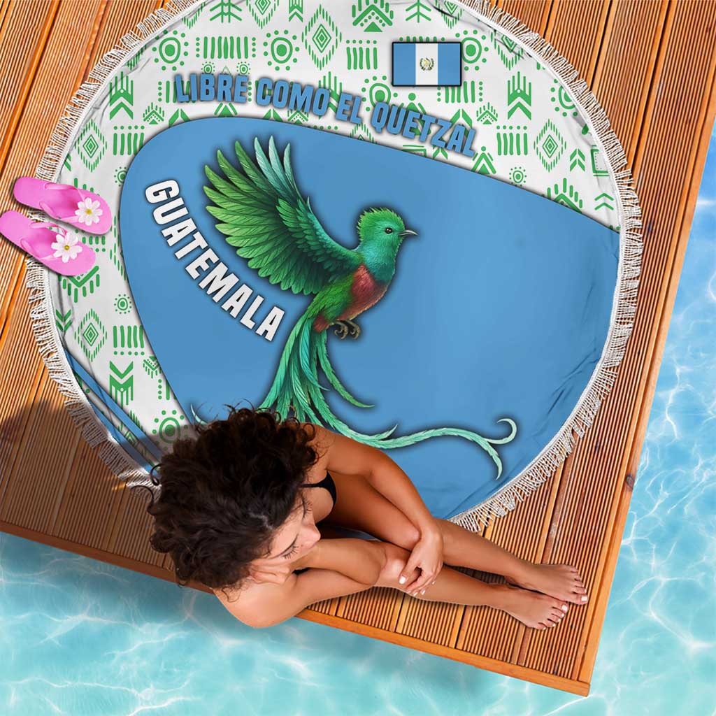 Guatemala Quetzal Bird Beach Blanket with Tribal Motif and Libre Como El Quetzal Design - Wonder Print Shop