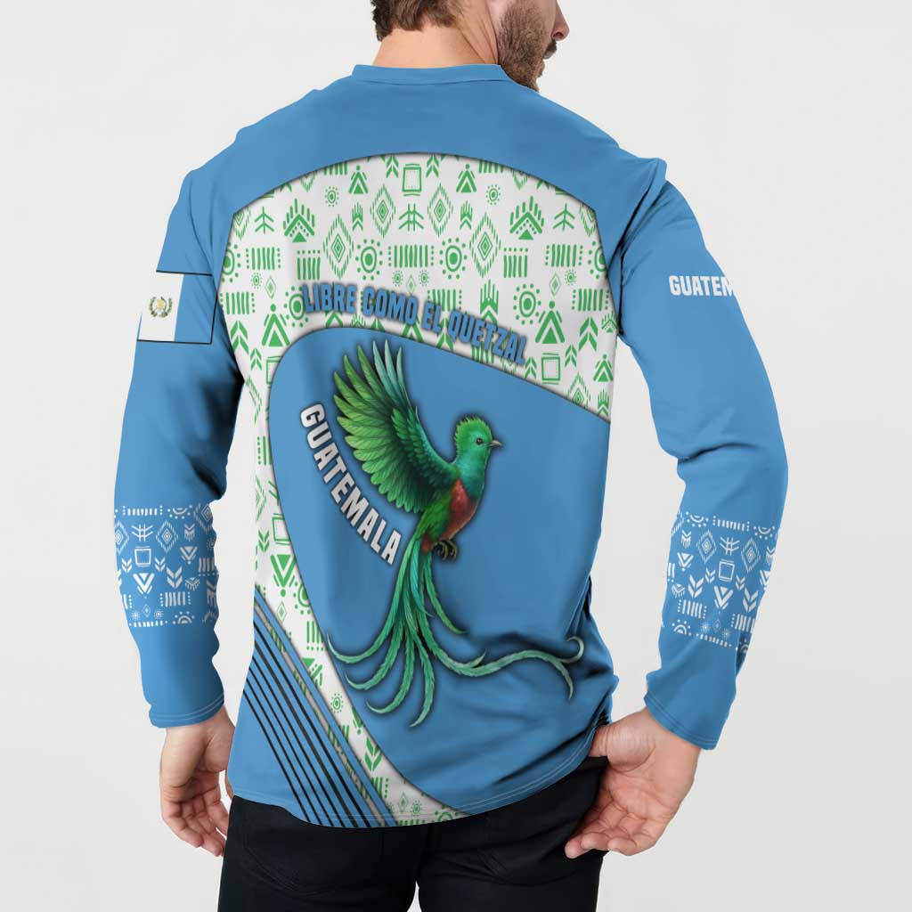 Guatemala Quetzal Bird Button Sweatshirt with Tribal Motif and Libre Como El Quetzal Design - Wonder Print Shop