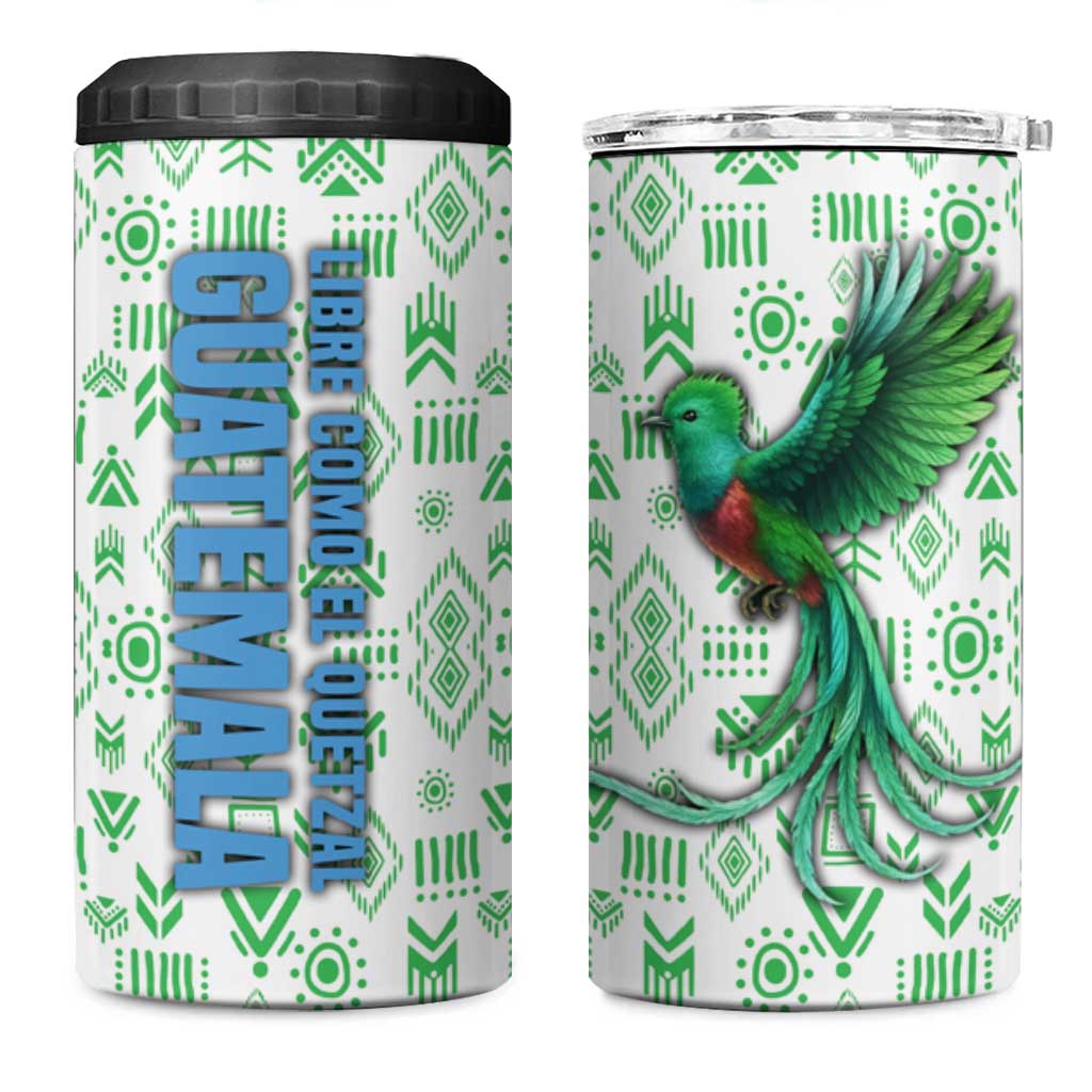 Guatemala Quetzal Bird 4 in 1 Can Cooler Tumbler with Tribal Motif and Libre Como El Quetzal Design - Wonder Print Shop