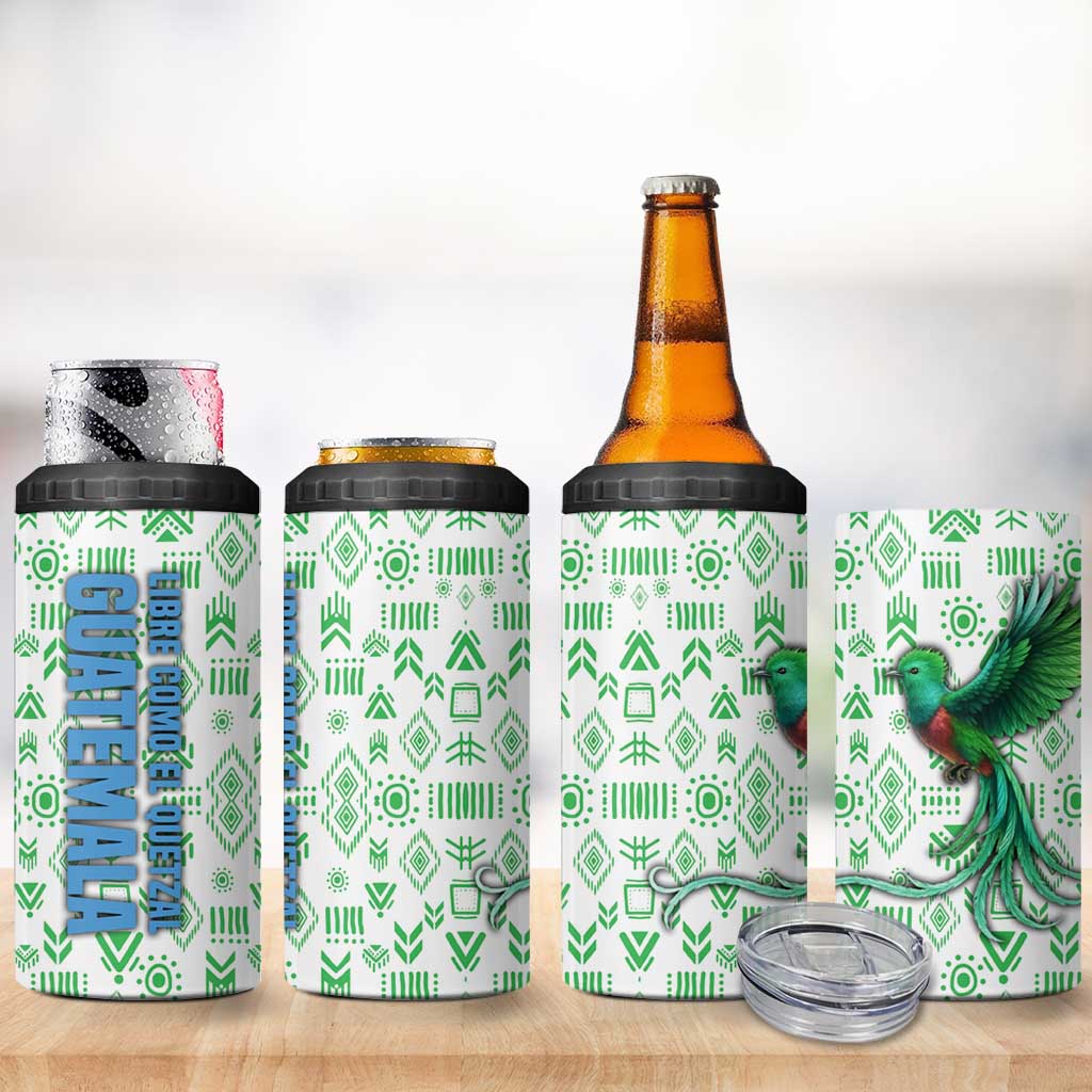 Guatemala Quetzal Bird 4 in 1 Can Cooler Tumbler with Tribal Motif and Libre Como El Quetzal Design - Wonder Print Shop