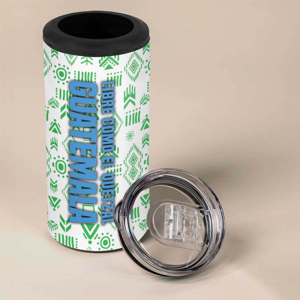 Guatemala Quetzal Bird 4 in 1 Can Cooler Tumbler with Tribal Motif and Libre Como El Quetzal Design - Wonder Print Shop