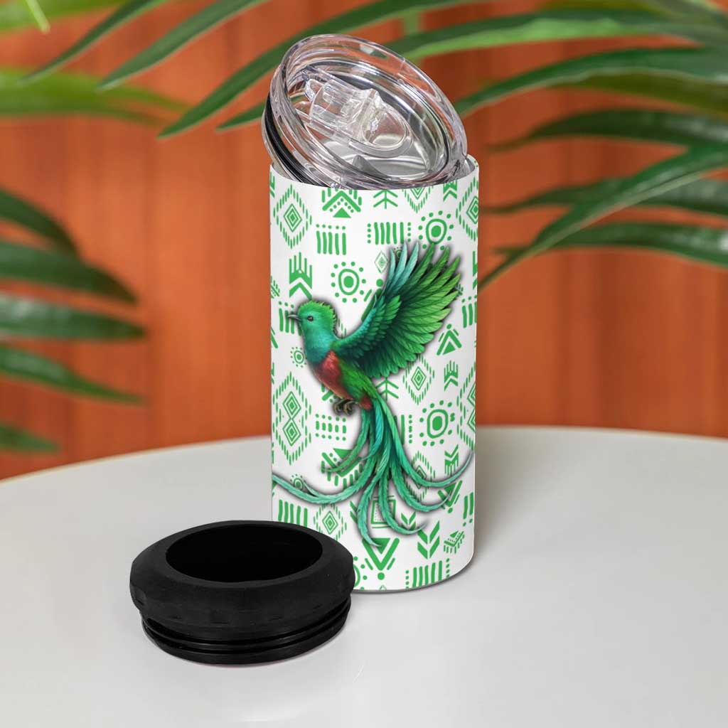 Guatemala Quetzal Bird 4 in 1 Can Cooler Tumbler with Tribal Motif and Libre Como El Quetzal Design - Wonder Print Shop