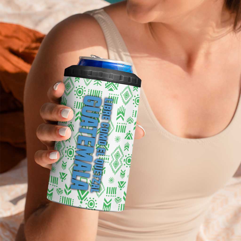 Guatemala Quetzal Bird 4 in 1 Can Cooler Tumbler with Tribal Motif and Libre Como El Quetzal Design - Wonder Print Shop