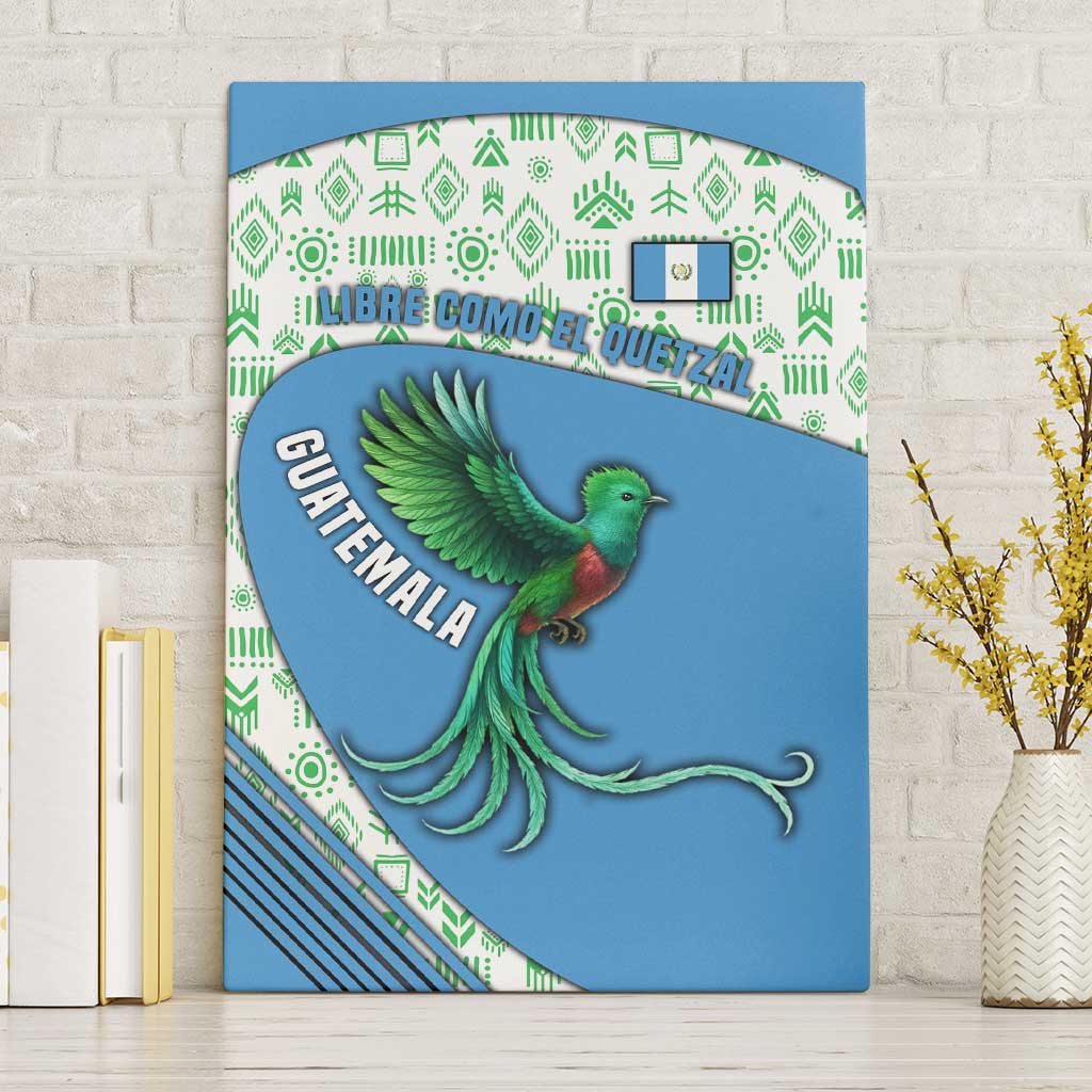 Guatemala Quetzal Bird Canvas Wall Art with Tribal Motif and Libre Como El Quetzal Design - Wonder Print Shop