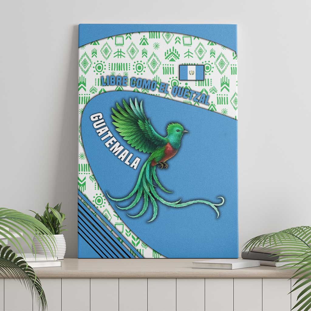 Guatemala Quetzal Bird Canvas Wall Art with Tribal Motif and Libre Como El Quetzal Design - Wonder Print Shop