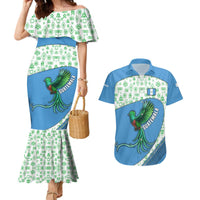 Guatemala Quetzal Bird Couples Matching Mermaid Dress and Hawaiian Shirt with Tribal Motif and Libre Como El Quetzal Design - Wonder Print Shop