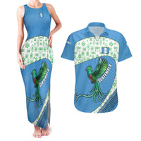 Guatemala Quetzal Bird Couples Matching Tank Maxi Dress and Hawaiian Shirt with Tribal Motif and Libre Como El Quetzal Design - Wonder Print Shop