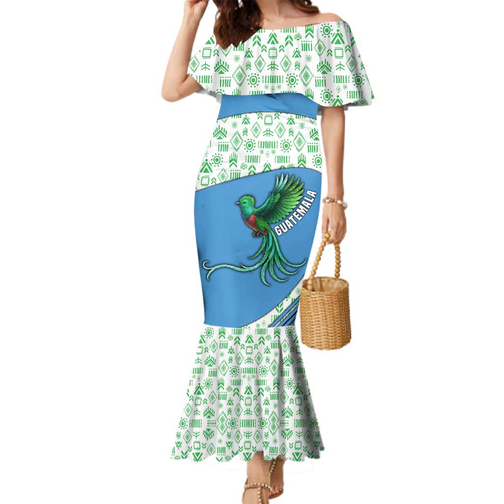 Guatemala Quetzal Bird Family Matching Mermaid Dress and Hawaiian Shirt with Tribal Motif and Libre Como El Quetzal Design - Wonder Print Shop