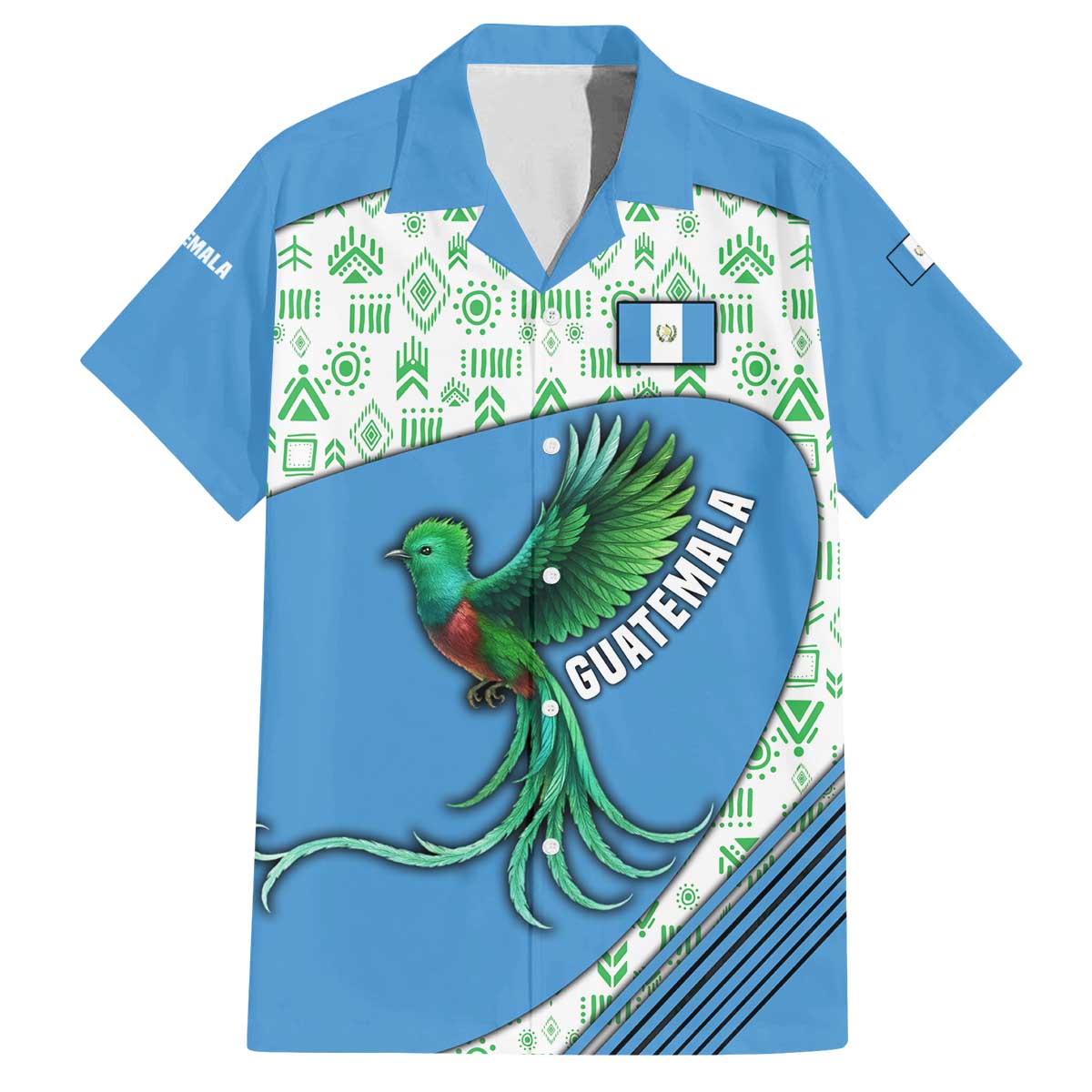 Guatemala Quetzal Bird Family Matching Off The Shoulder Long Sleeve Dress and Hawaiian Shirt with Tribal Motif and Libre Como El Quetzal Design - Wonder Print Shop