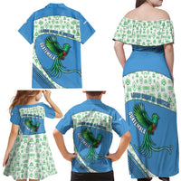 Guatemala Quetzal Bird Family Matching Off Shoulder Maxi Dress and Hawaiian Shirt with Tribal Motif and Libre Como El Quetzal Design - Wonder Print Shop