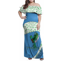 Guatemala Quetzal Bird Family Matching Off Shoulder Maxi Dress and Hawaiian Shirt with Tribal Motif and Libre Como El Quetzal Design - Wonder Print Shop