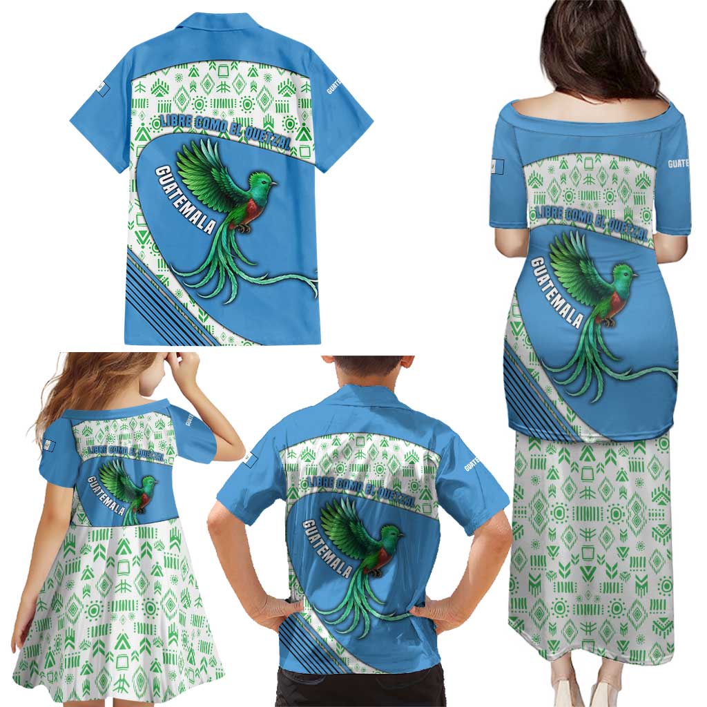 Guatemala Quetzal Bird Family Matching Puletasi and Hawaiian Shirt with Tribal Motif and Libre Como El Quetzal Design - Wonder Print Shop