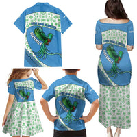 Guatemala Quetzal Bird Family Matching Puletasi and Hawaiian Shirt with Tribal Motif and Libre Como El Quetzal Design - Wonder Print Shop