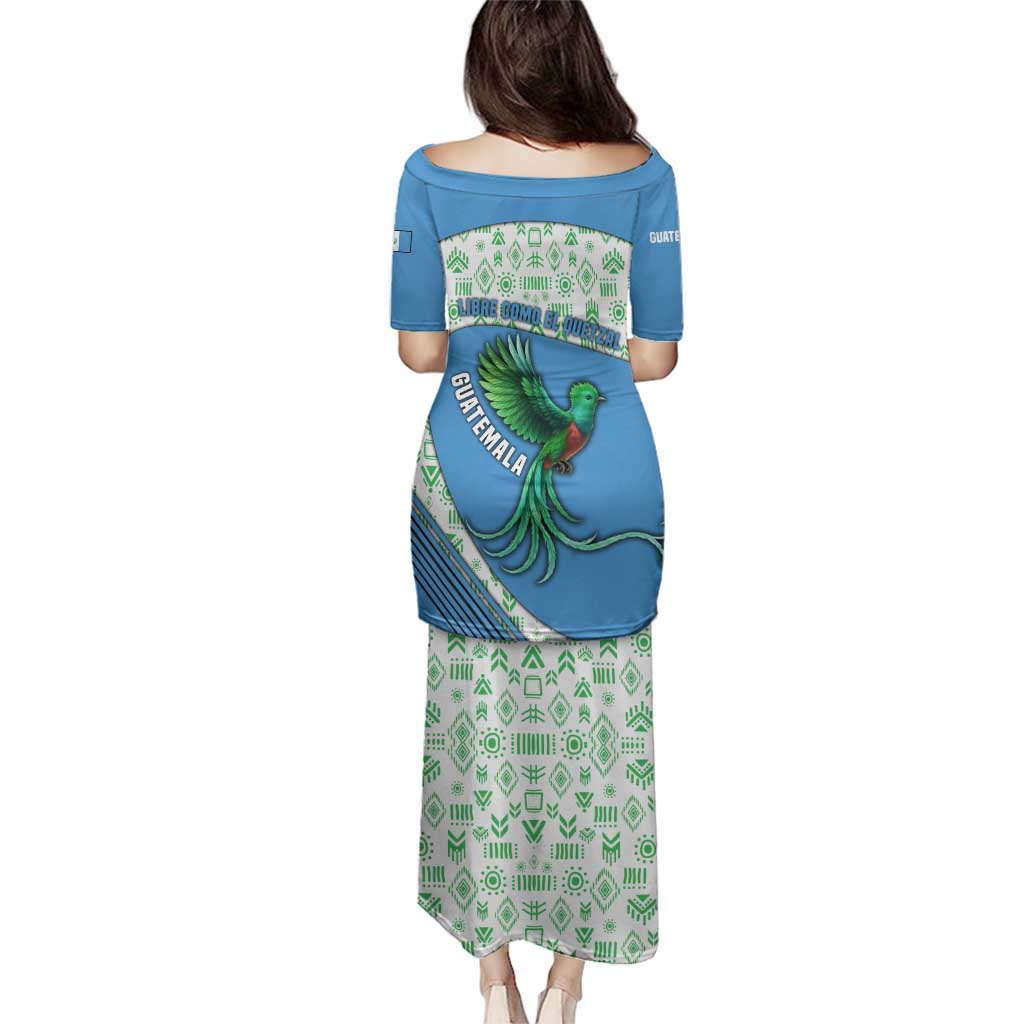 Guatemala Quetzal Bird Family Matching Puletasi and Hawaiian Shirt with Tribal Motif and Libre Como El Quetzal Design - Wonder Print Shop