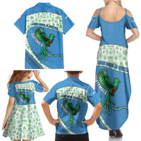 Guatemala Quetzal Bird Family Matching Summer Maxi Dress and Hawaiian Shirt with Tribal Motif and Libre Como El Quetzal Design - Wonder Print Shop