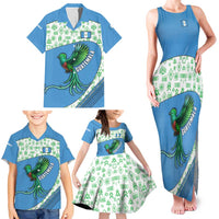 Guatemala Quetzal Bird Family Matching Tank Maxi Dress and Hawaiian Shirt with Tribal Motif and Libre Como El Quetzal Design - Wonder Print Shop